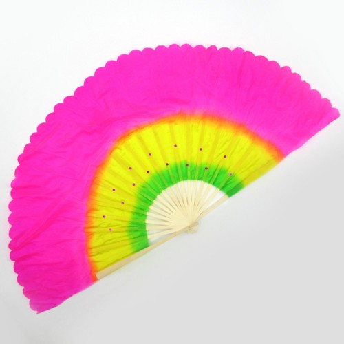 Chinese folk dance accessories yangko fan dace fan rainbow colored belly dance veil fan one piece